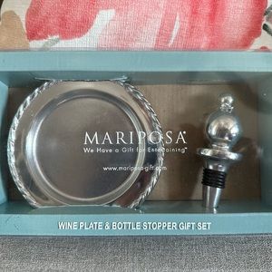 Mariposa Pearl & Swizzle Wine Set NEW #3034 Bundle Silver Plate Bottle Stopper
